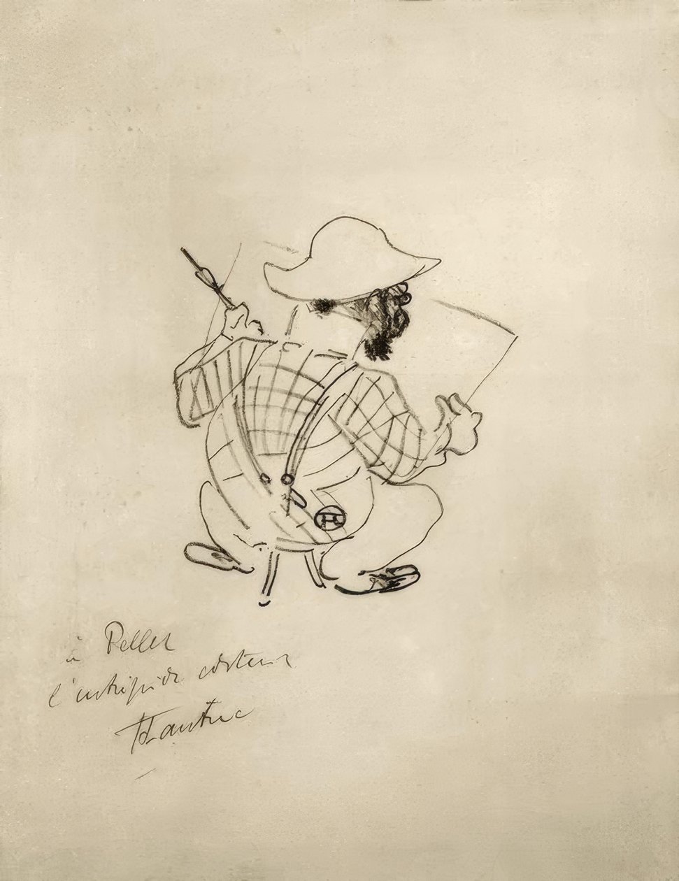 Karikaturalt selvportrett av Henri de Toulouse Lautrec