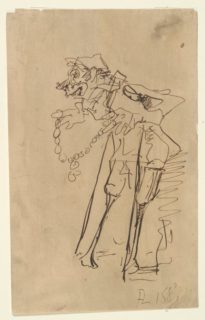 Karikatur av en soldat som holder en dekorasjon av Henri de Toulouse Lautrec