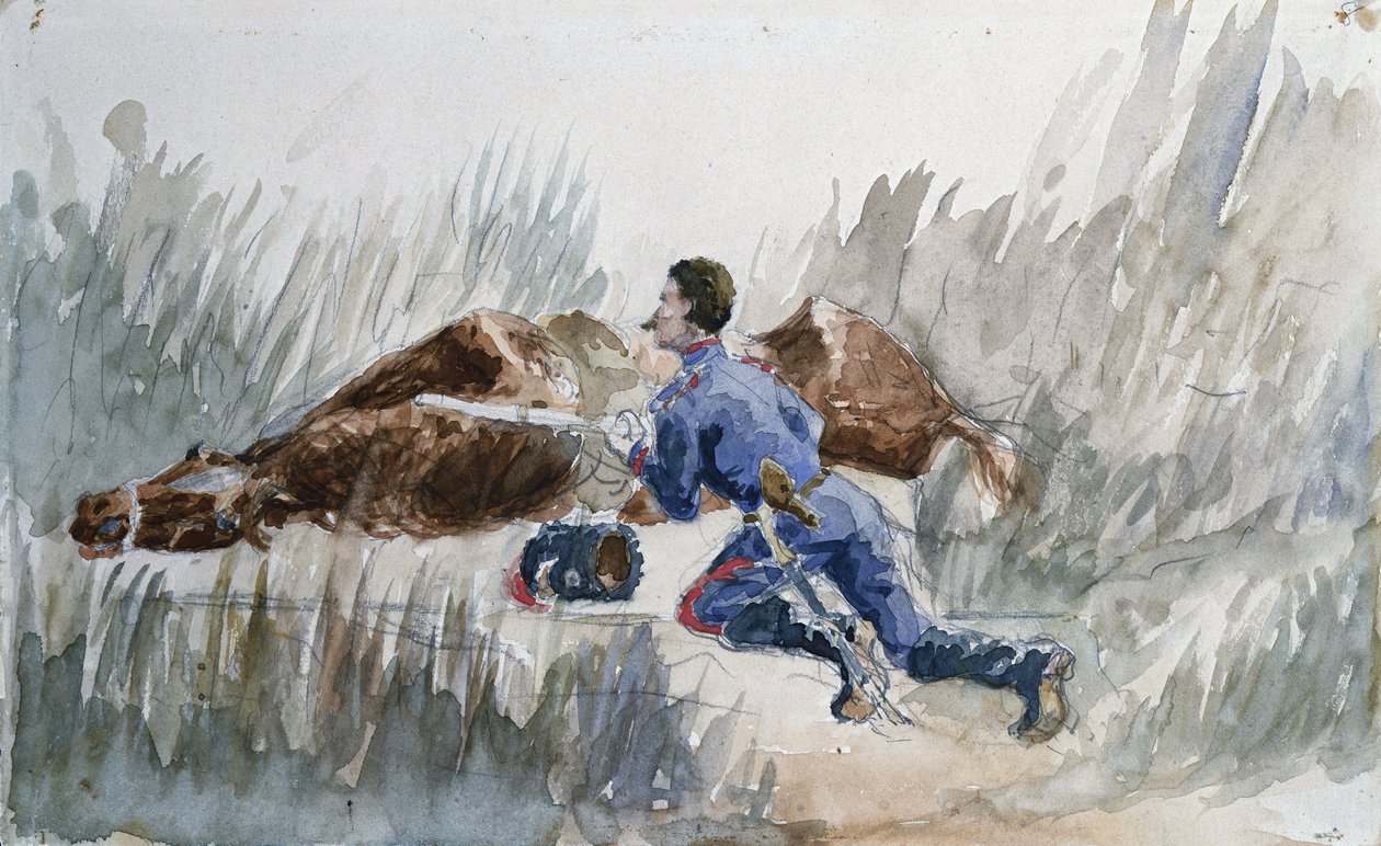 Kavalerimanøver, ca. 1881 av Henri de Toulouse Lautrec