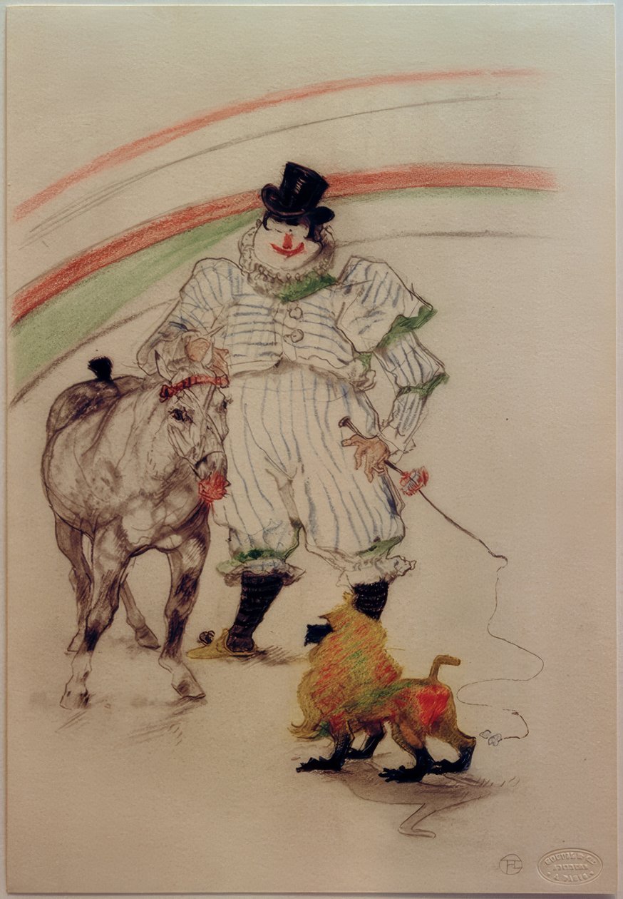Hest og ape trent av Henri de Toulouse Lautrec