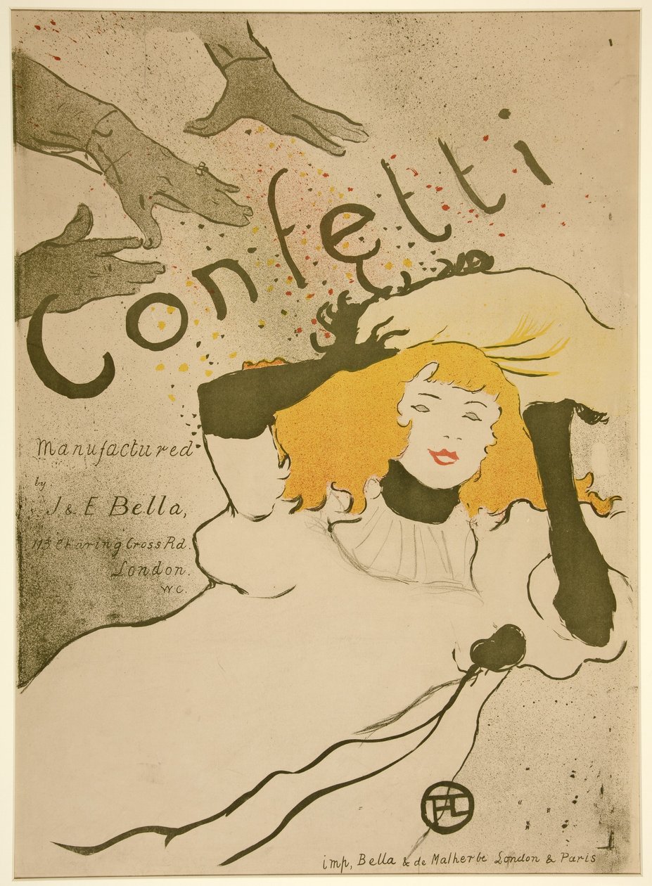 Konfetti, pub. 1894 (farge litho) av Henri de Toulouse Lautrec