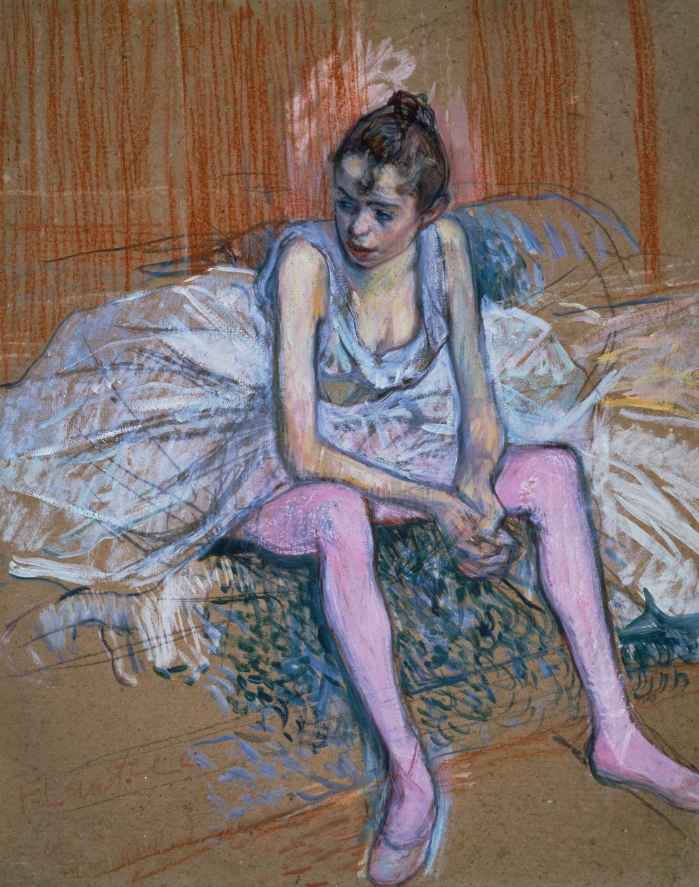 Danser med rosa strømper, 1890 (pastell om bord) av Henri de Toulouse Lautrec