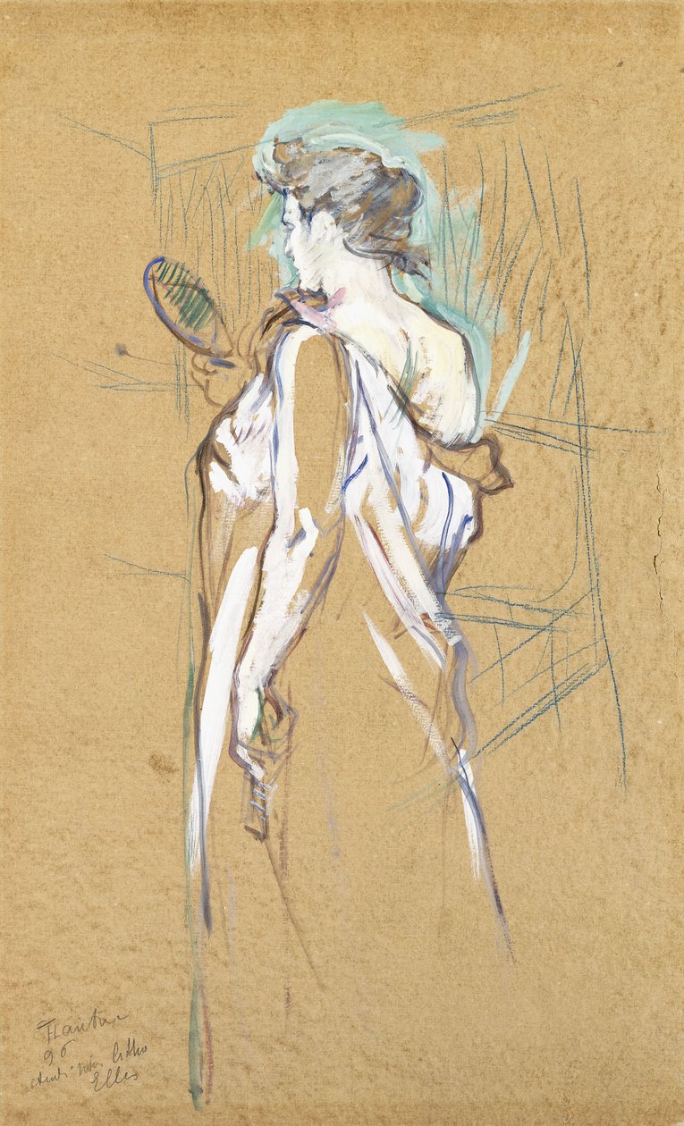 Elles - med speil i handa, 1896 av Henri de Toulouse Lautrec