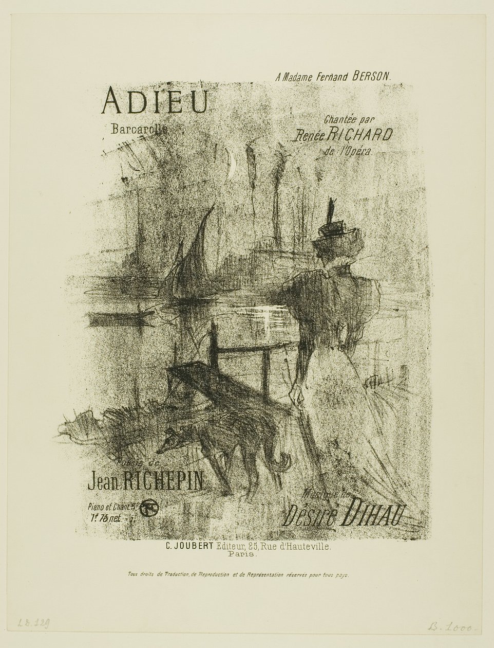 Farvel, fra Mélodies de Désiré Dihau av Henri de Toulouse Lautrec