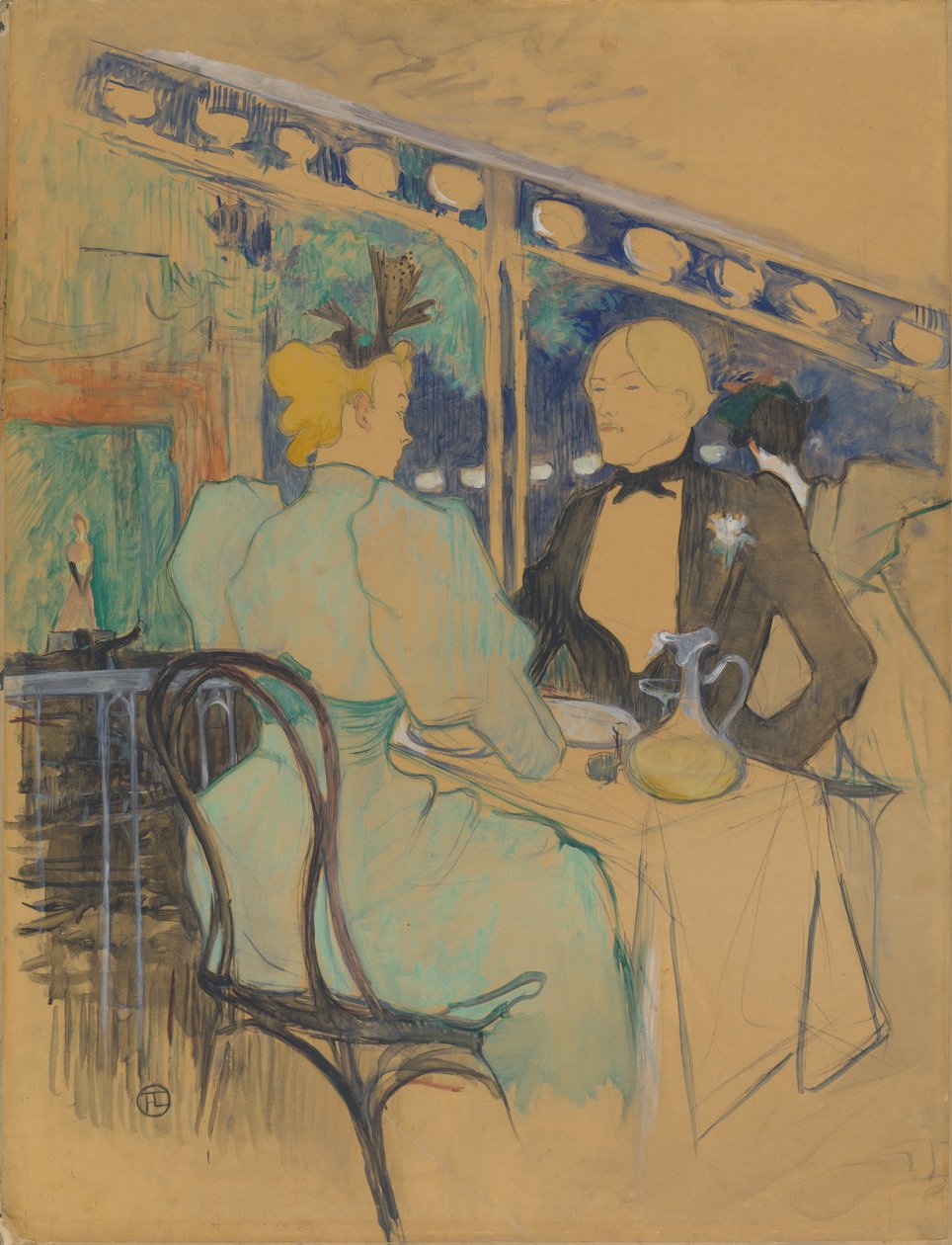 Fasjonable mennesker på Les Ambassadeurs av Henri de Toulouse Lautrec