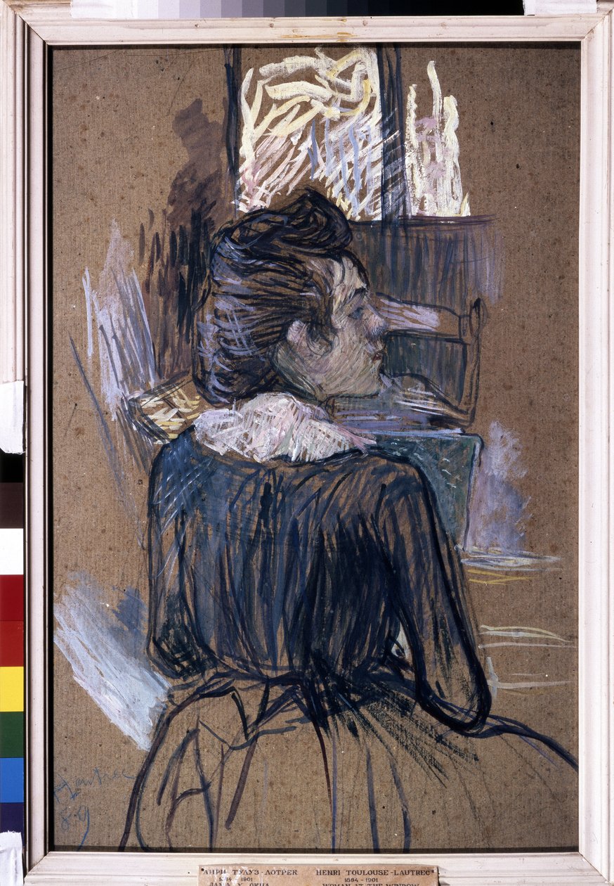 Kvinne ved vinduet. Tegning av Henri de Toulouse-Lautrec (Toulouse Lautrec av Henri de Toulouse Lautrec