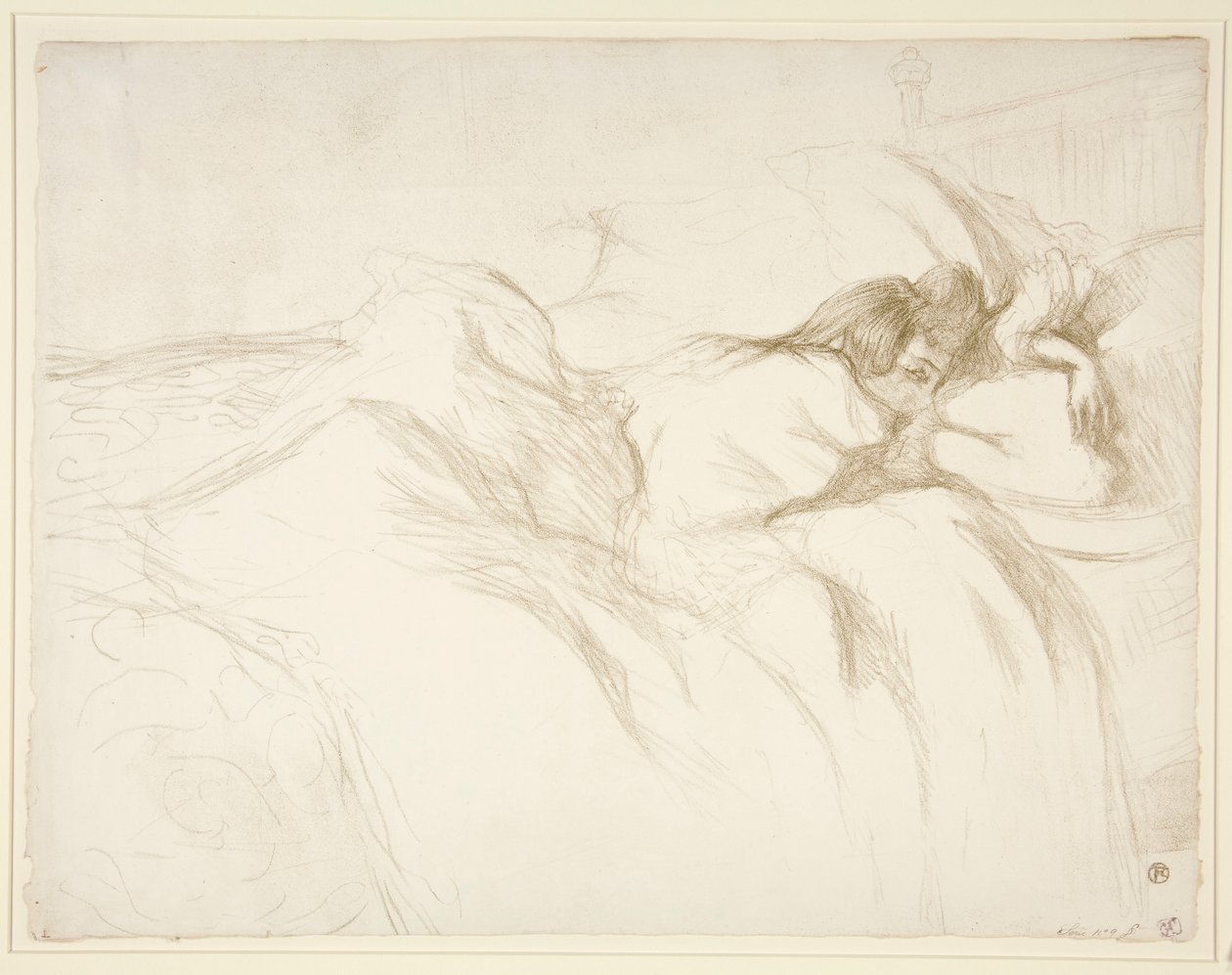 Femme sofa?e, R?veil (Woman Waking Up in Bed), fra serien Elles av Henri de Toulouse Lautrec