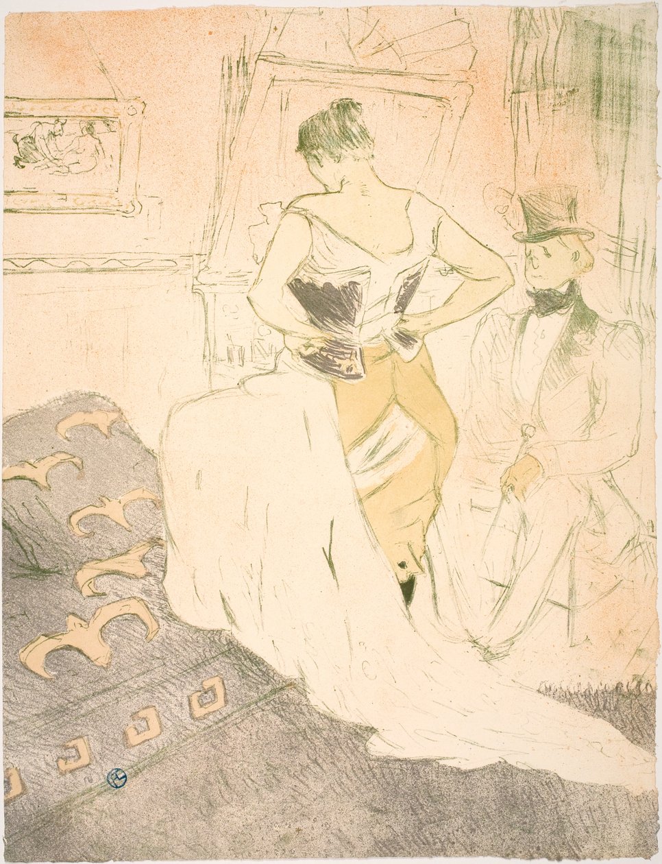 Kvinne i korsett, Passage Conquest av Henri de Toulouse Lautrec