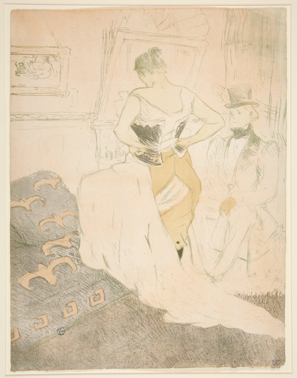 Femme en corset, conqu?te de passage (Woman Fastening a Corset, Passing Conquest), fra serien Elles av Henri de Toulouse Lautrec