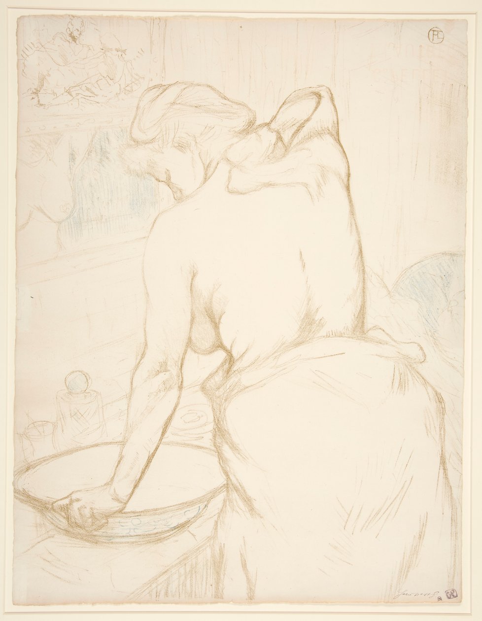 Femme qui se lave, la toilette (Woman at her Toilette, Washing Herself), fra serien Elles av Henri de Toulouse Lautrec