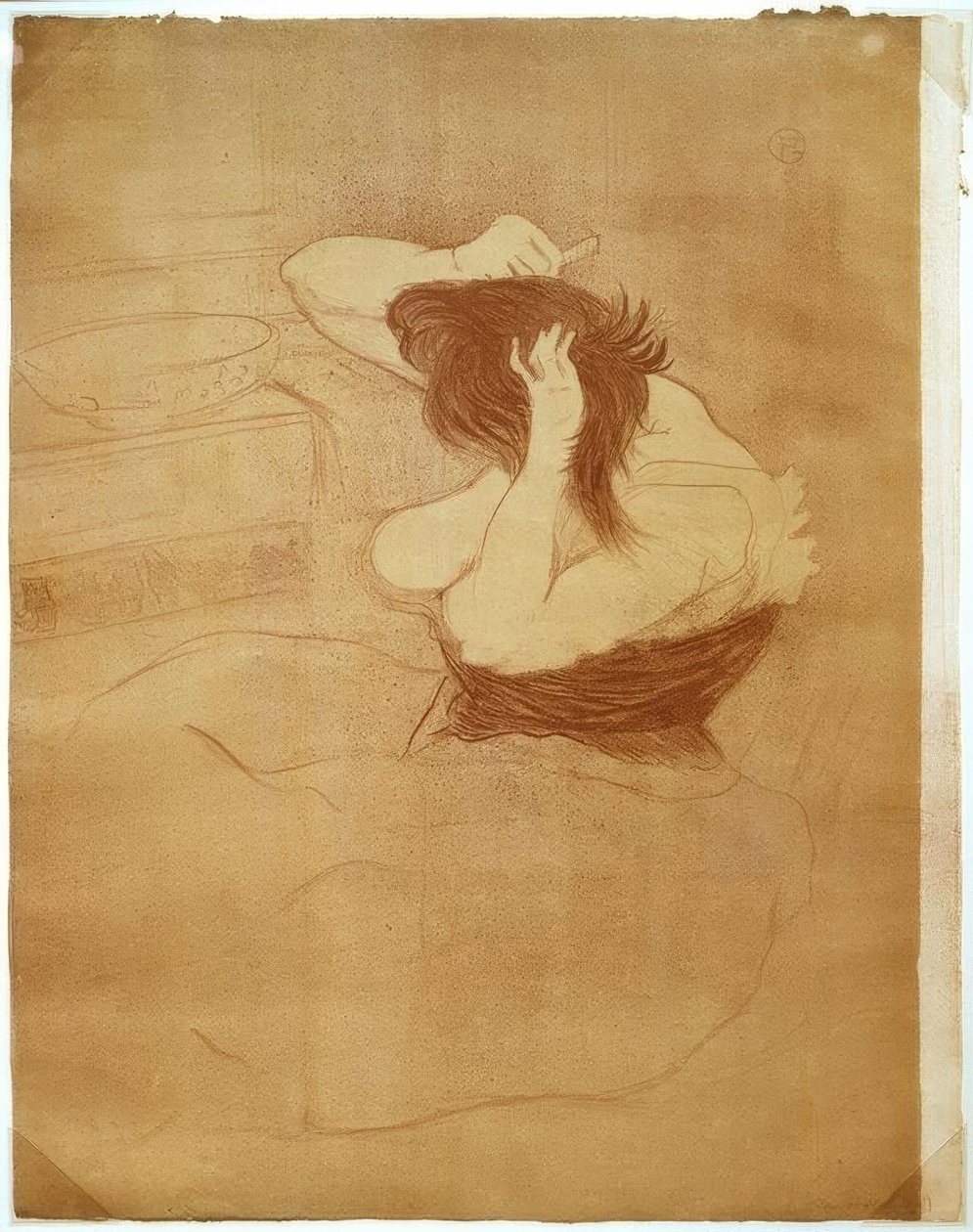 Kvinne gre, Frisør av Henri de Toulouse Lautrec