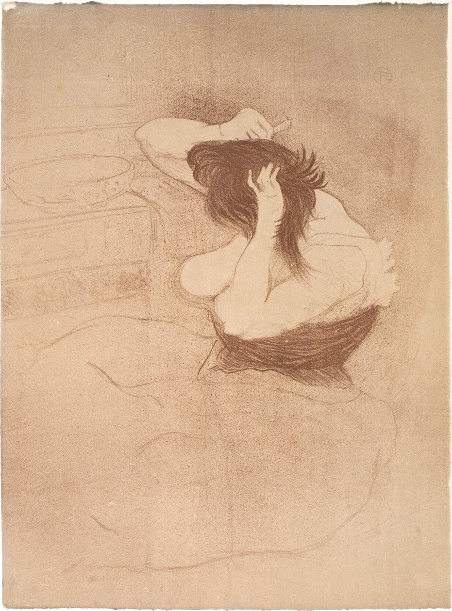 Kvinne som kjemmer håret, frisyre av Henri de Toulouse Lautrec