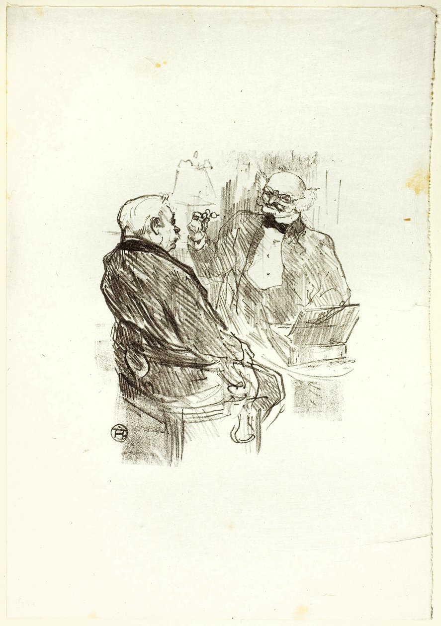 Georges Clemenceau og optomotisten, Mayer, fra Au Pied du Sinaï av Henri de Toulouse Lautrec