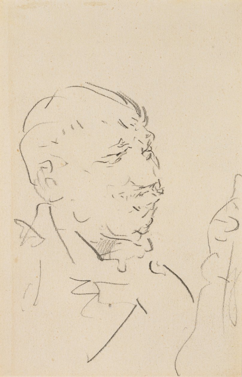 Head of a Man (grafitt på vevd papir) av Henri de Toulouse Lautrec