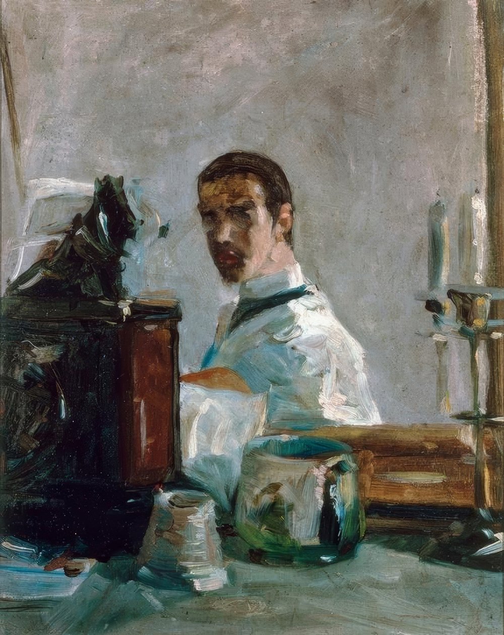 Henri de Toulouse-Lautrec av seg selv (Selvportrett foran av Henri de Toulouse Lautrec