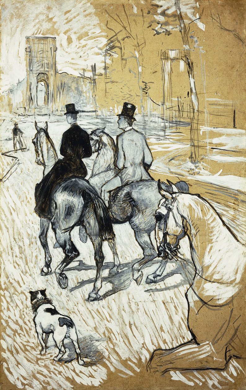 Ryttere som går mot Bois de Boulogne; Ryttere som går til Bois de Bologna, 1888 av Henri de Toulouse Lautrec