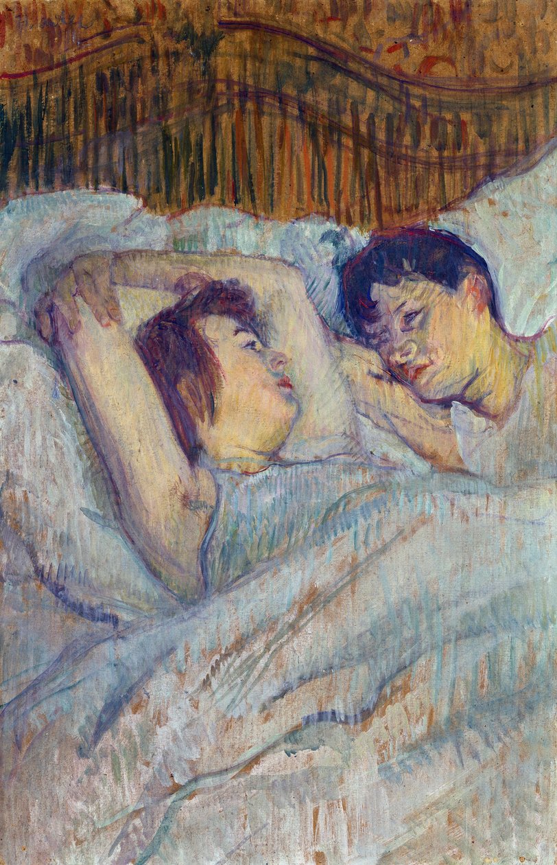 I sengen av Toulouse-Lautrec, Henri, de (1864-1901). Olje på papp av Henri de Toulouse Lautrec