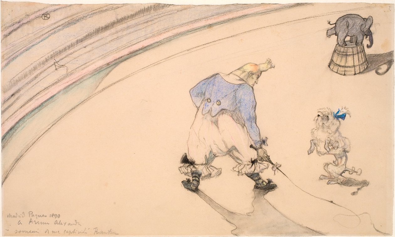 På sirkuset - Klovnen Footit som dyretemmer av Henri de Toulouse Lautrec