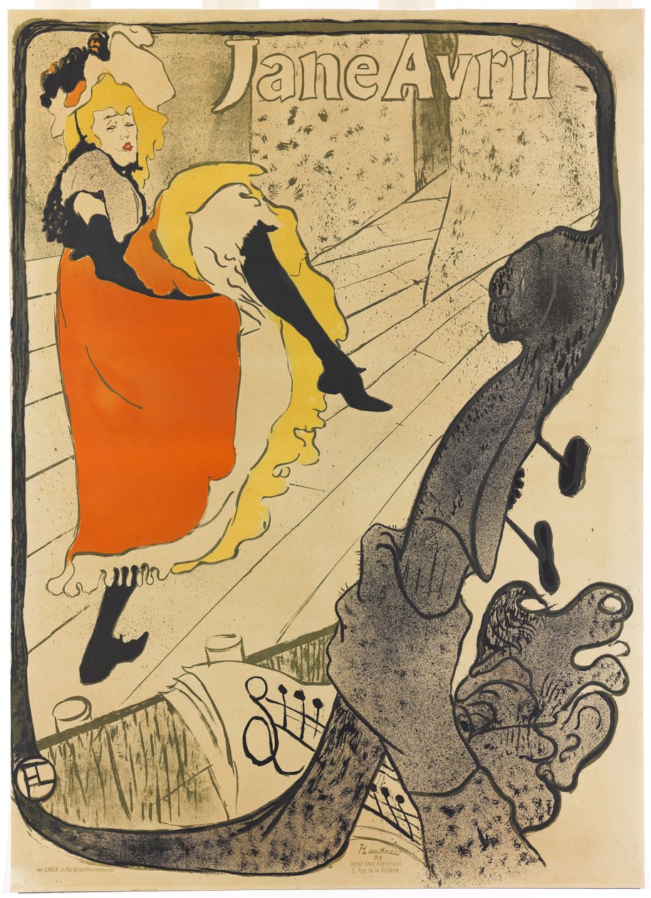 Jane Avril, 1893 (pensel- og sprutlitografi, trykt i fem farger på papir) av Henri de Toulouse Lautrec