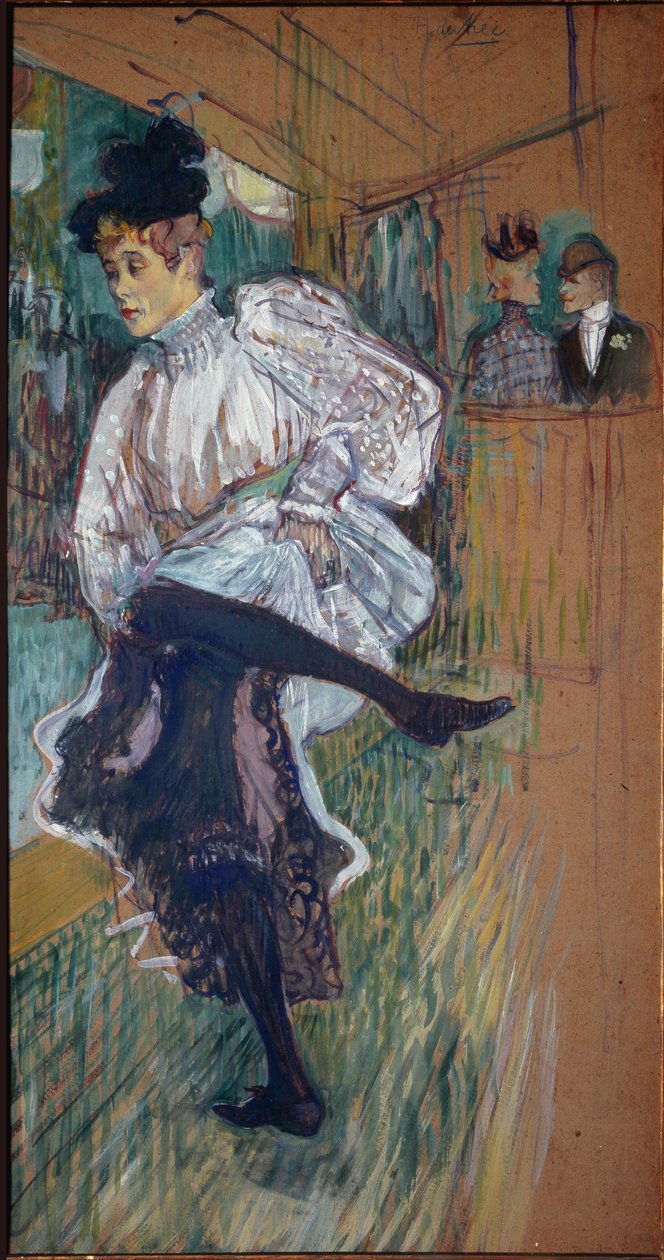 Jane Avril danser - olje på papp av Henri de Toulouse Lautrec