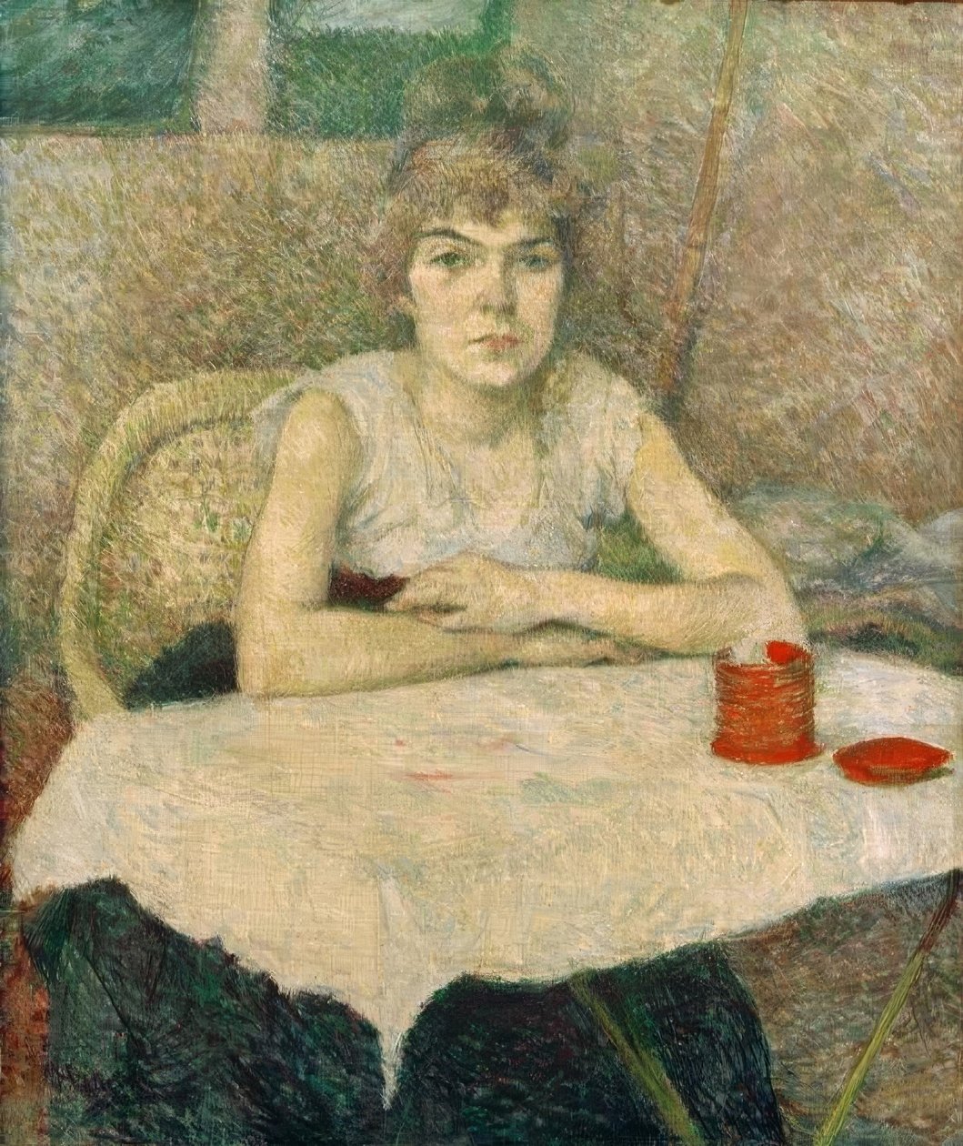 Ung kvinne ved bordet, poudre de riz av Henri de Toulouse Lautrec