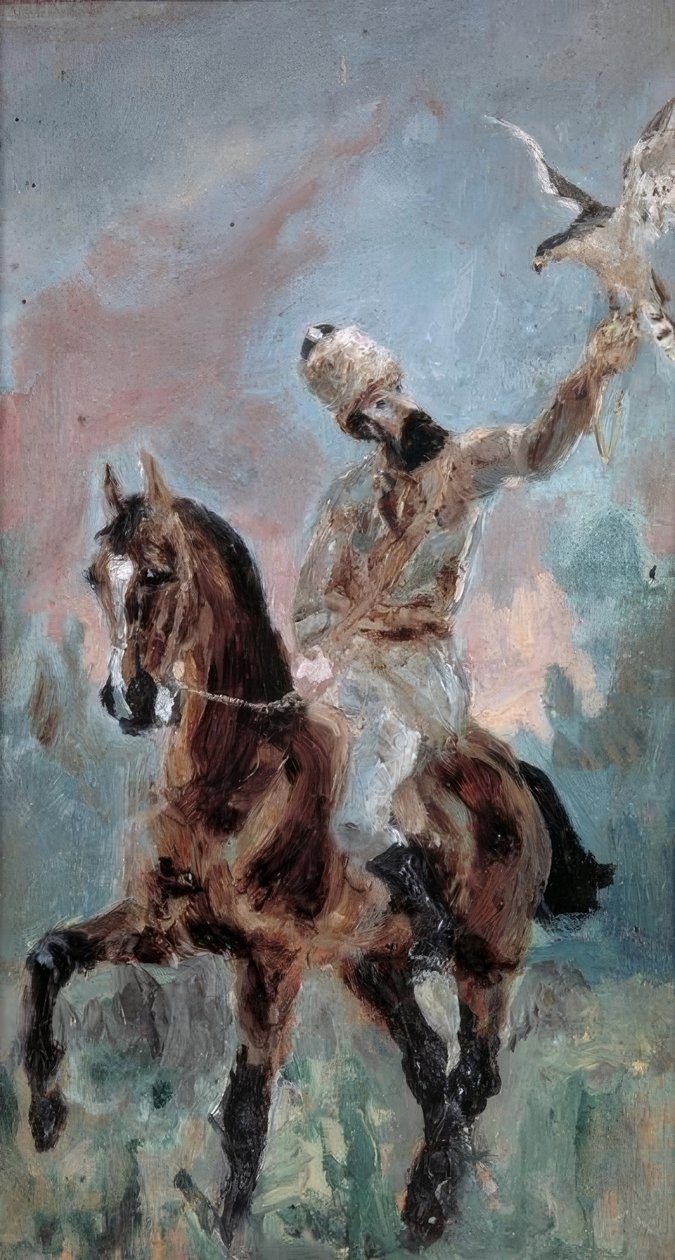 Grev Alponse de Toulouse-Lautrec som falkonerer av Henri de Toulouse Lautrec