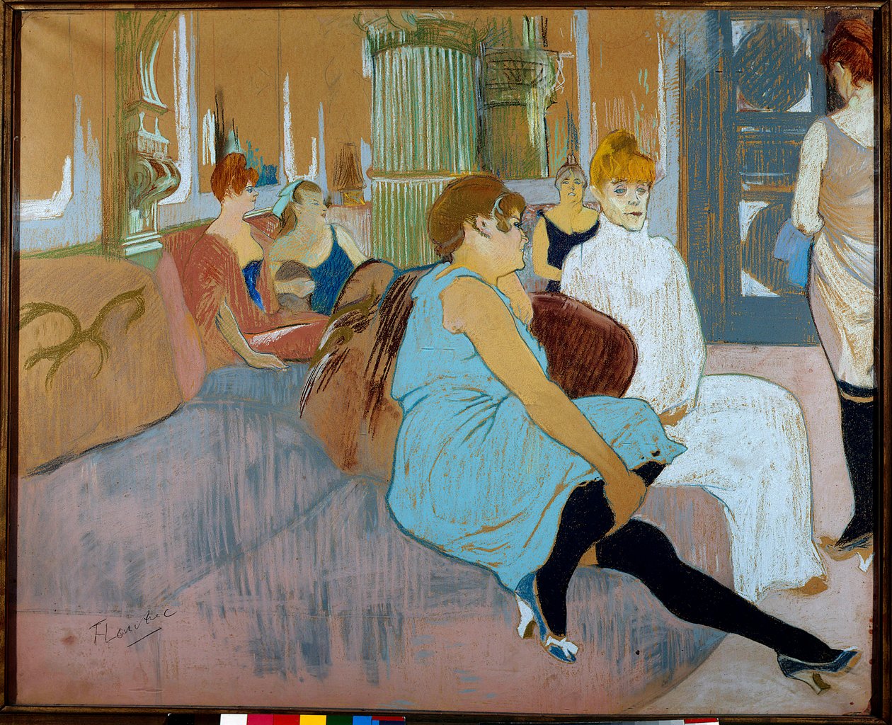 Salongen i rue des Moulins (Paris). Akvarell av Henri De Toulouse Lautrec (Toulouse-Lautrec) (1864-1901) av Henri de Toulouse Lautrec