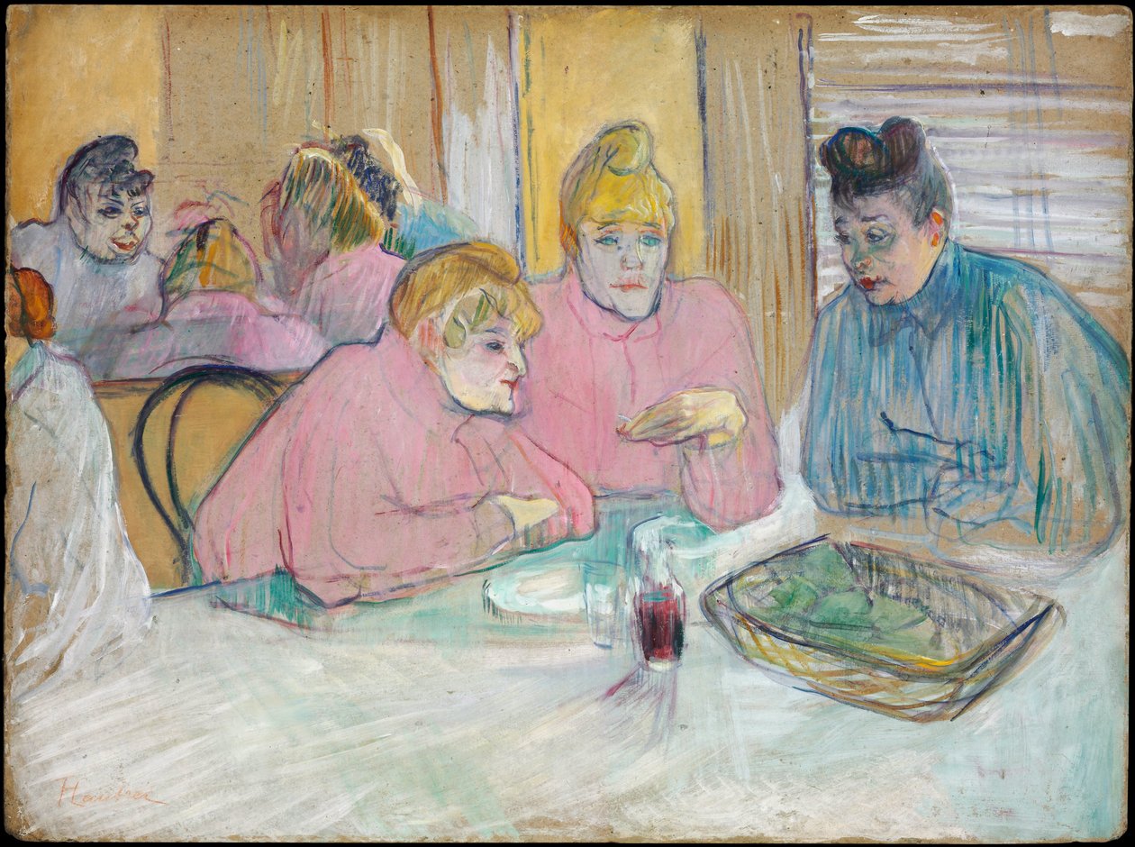 Les Dames dans la salle a manger - Damene i spisesalen - Toulouse-Lautrec, Henri, de (1864-1901) - 1893-1894 - Olje på papp - 60,2x80,7 - Szepmuveszeti Muzeum, Budapest av Henri de Toulouse Lautrec