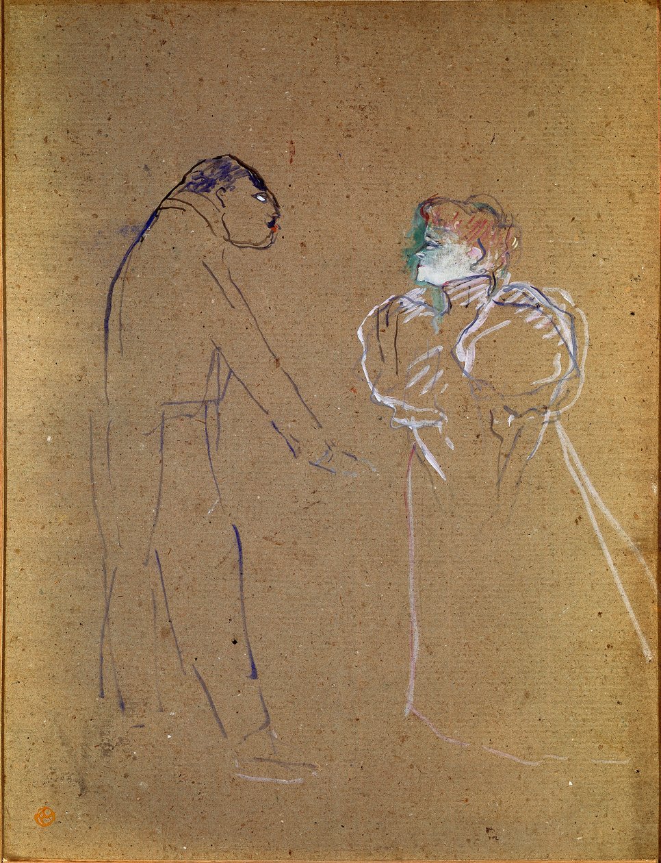Lucien Germain Guitry (1860-1925) og Jeanne Granier. Tegning av Henri de Toulouse-Lautrec (Toulouse Lautrec av Henri de Toulouse Lautrec