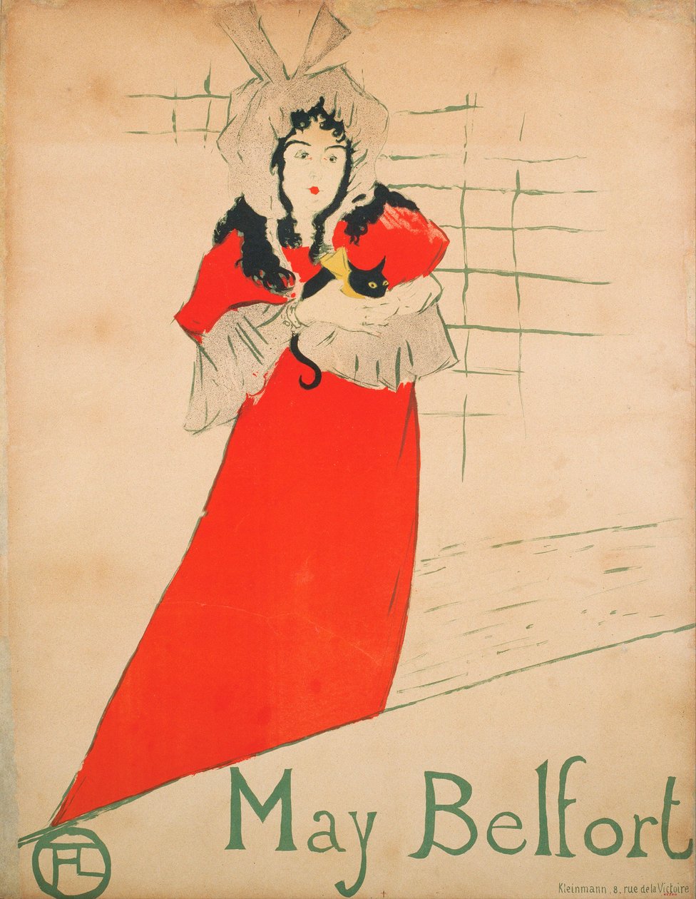 May Belfort (nee May Egan) (Plakat) - Verk av Henri de Toulouse Lautrec (Toulouse-Lautrec) (1864-1901) - 1895 - Fargelitografi - 80x62 - Museu Nacional d