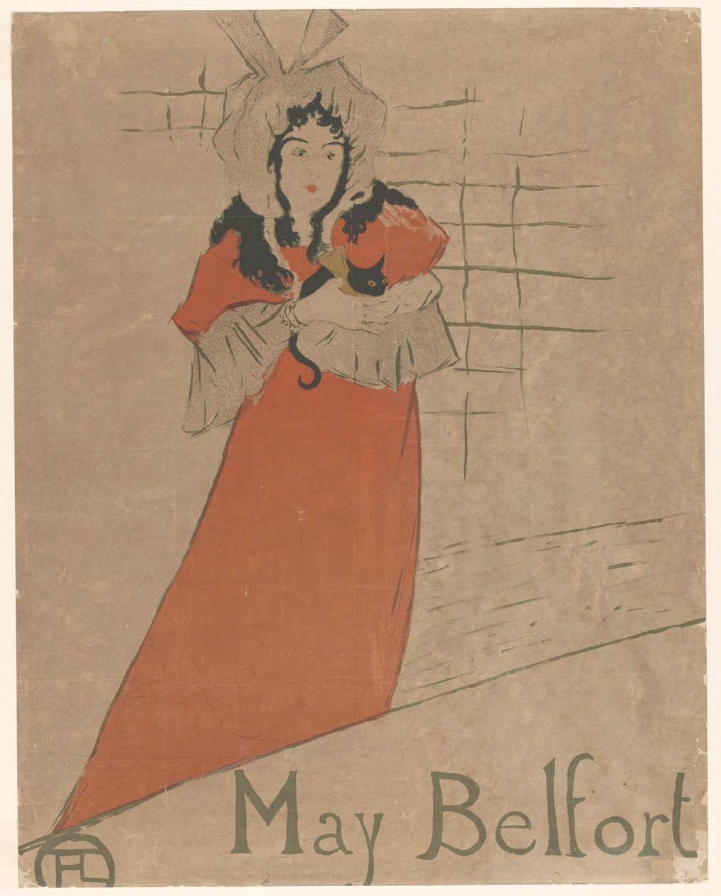 May Belfort med en katt i armene May Belfort (tittel på objekt) av Henri de Toulouse Lautrec
