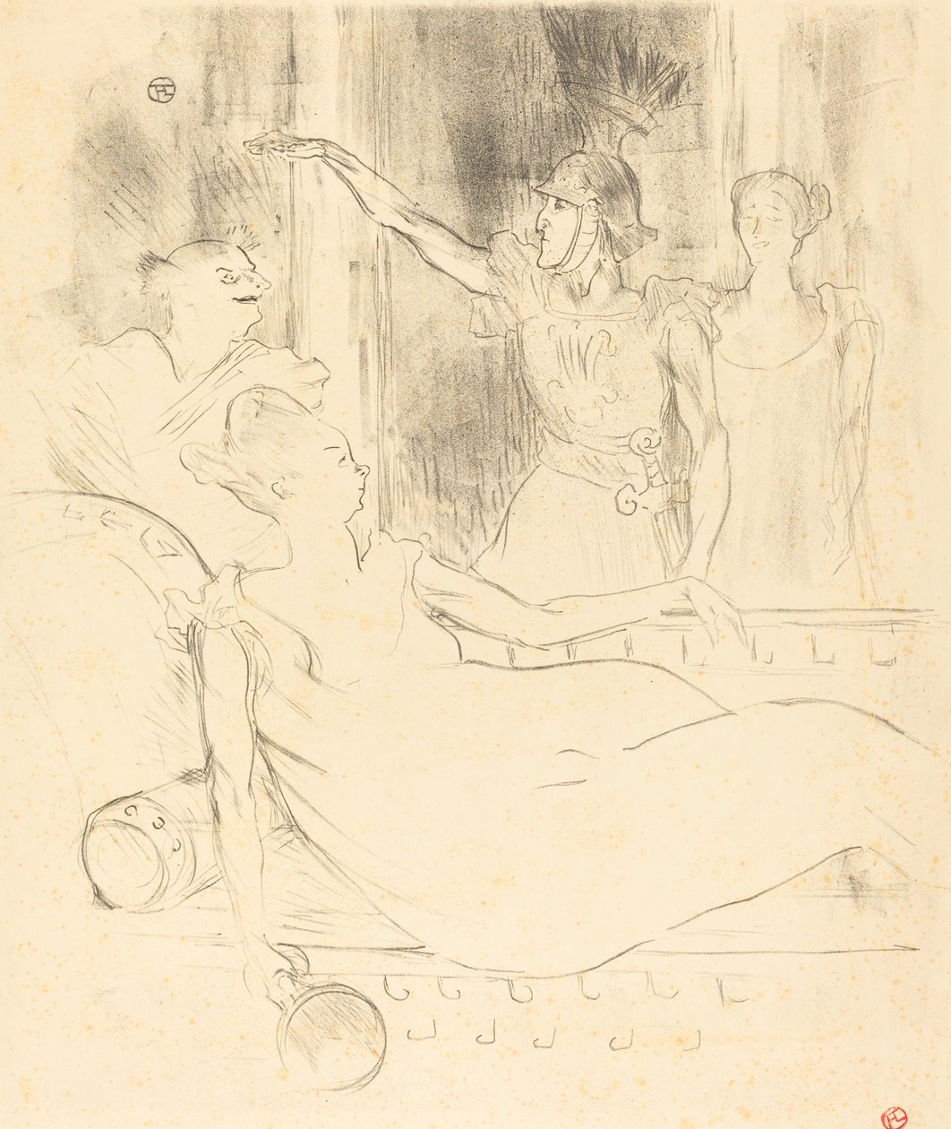 Mme Simon-Girard, Brasseur og Guy i La belle Helene Mme Simon-Girard, Brasseur..., 1895. av Henri de Toulouse Lautrec
