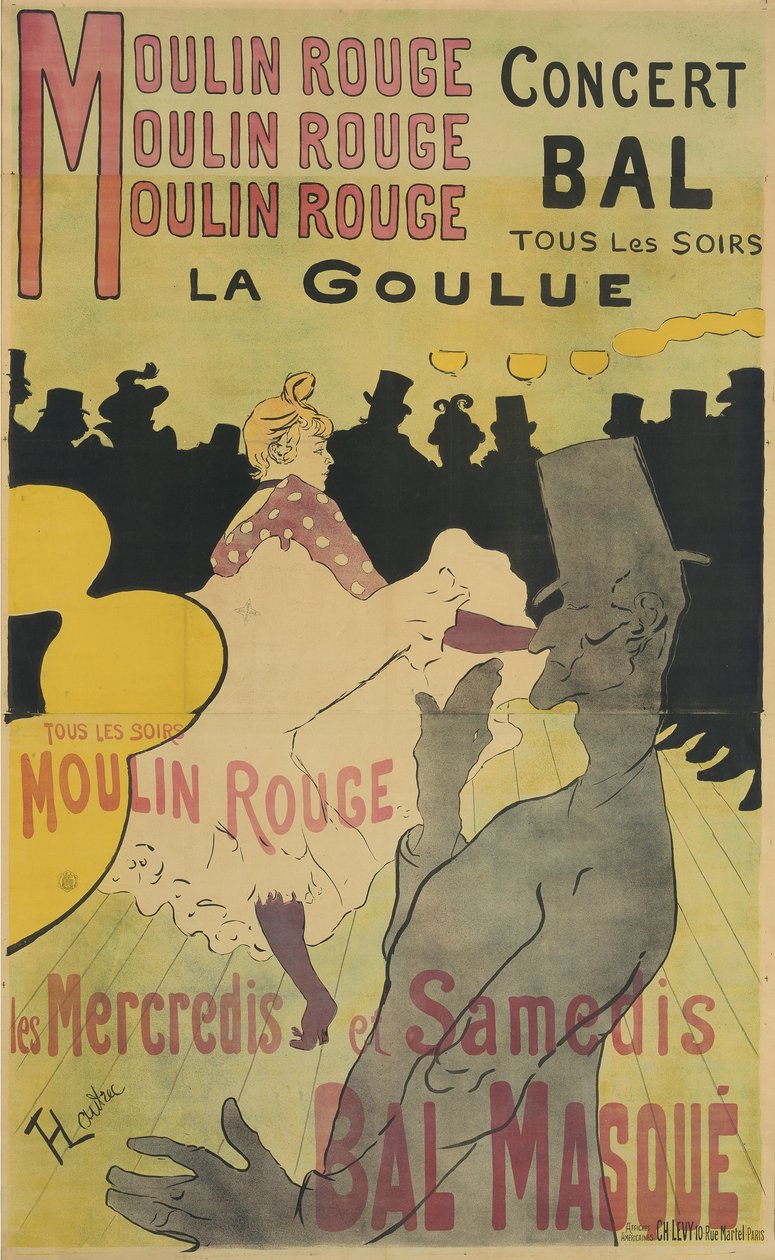 Moulin Rouge, La Goulue, 1891 av Henri de Toulouse Lautrec