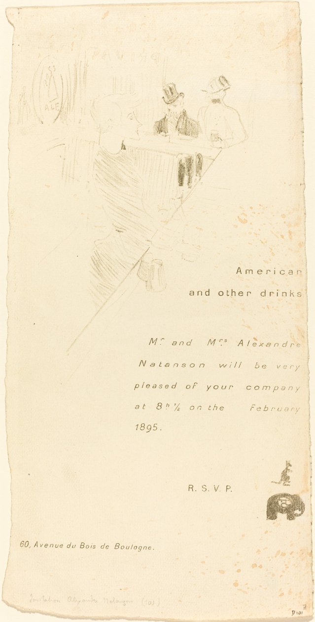 Herr og fru Alexandre Natanson invitasjon, 1895. av Henri de Toulouse Lautrec