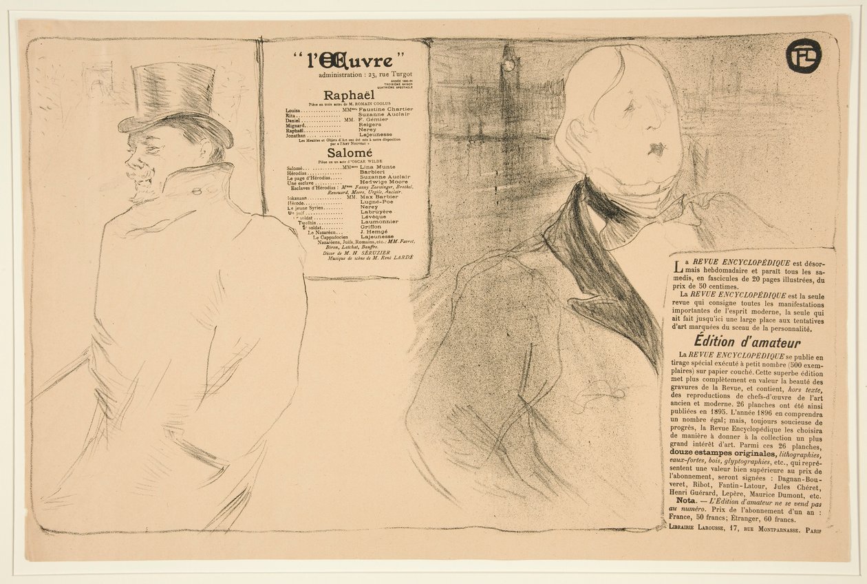 Oscar Wilde og Romain Coolus (Oscar Wilde og Romain Coolus) av Henri de Toulouse Lautrec
