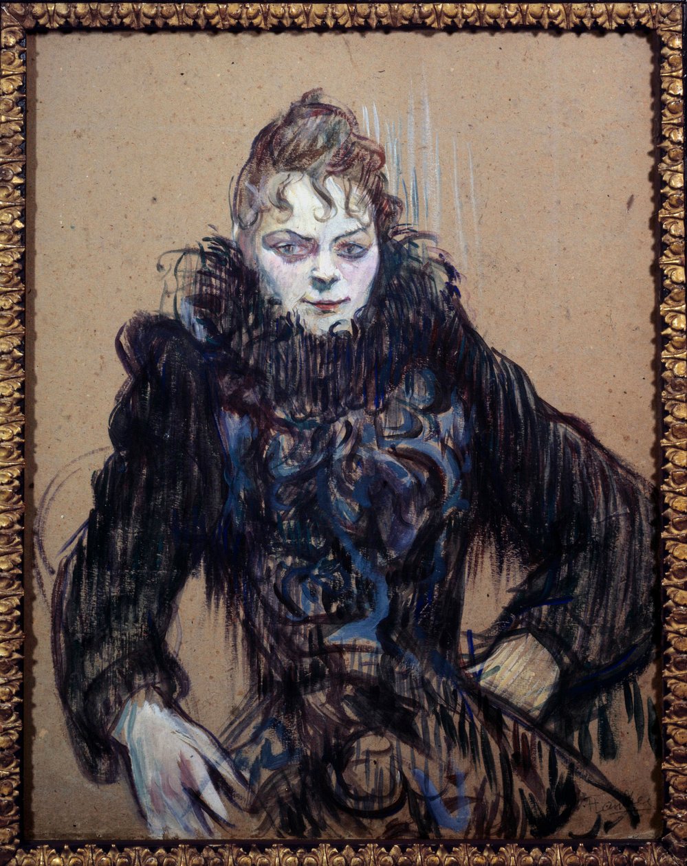 Portrett av en kvinne i den svarte boa-maleriet av Henri de Toulouse Lautrec (1864-1901) av Henri de Toulouse Lautrec