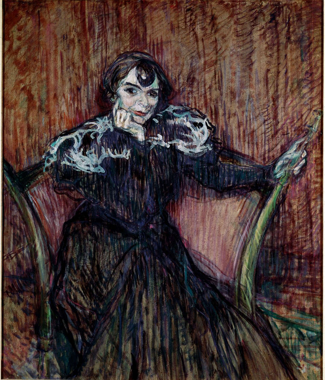 Portrett av skuespillerinne Berthe Bady. Maleri av Henri de Toulouse-Lautrec (Toulouse Lautrec av Henri de Toulouse Lautrec