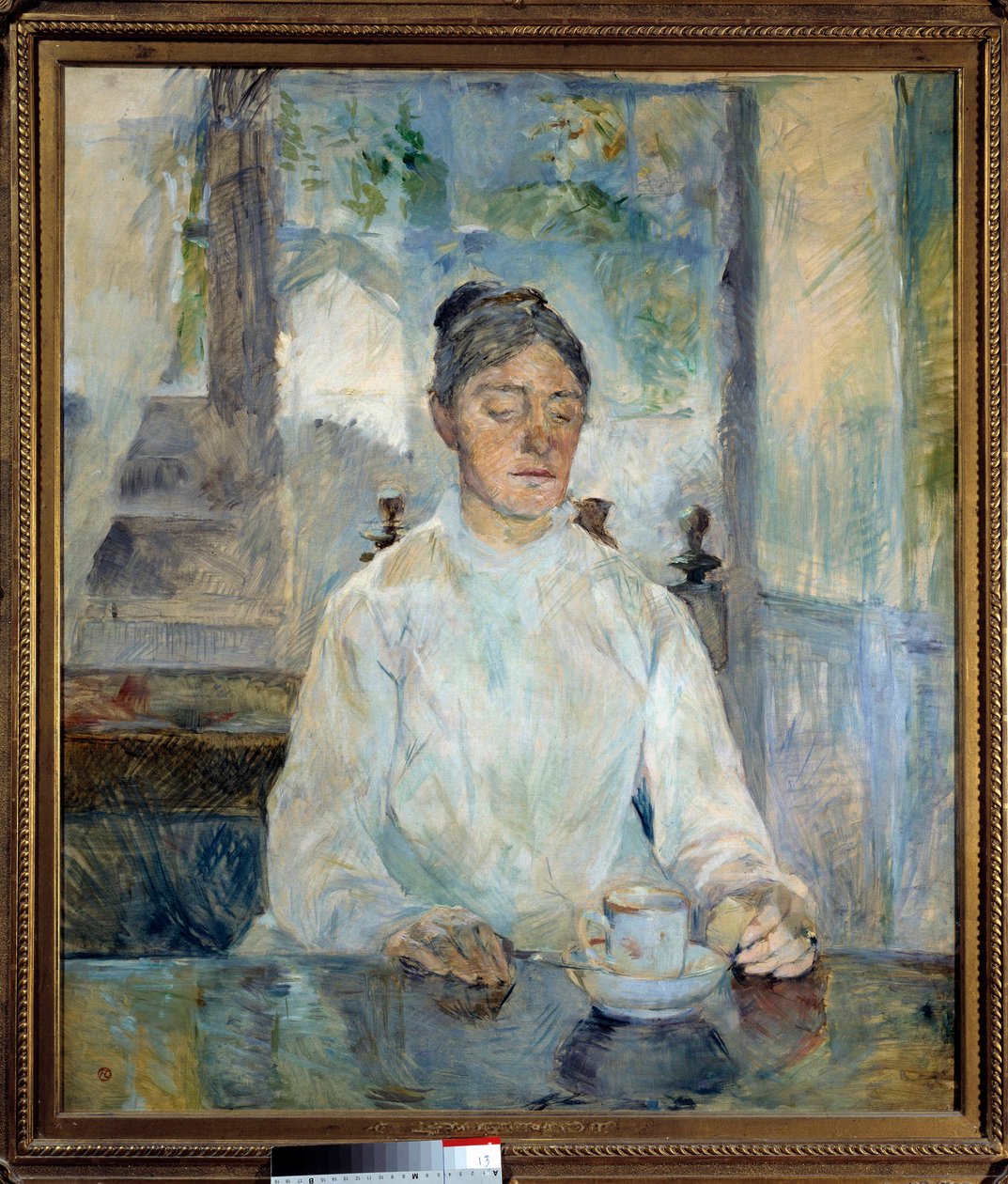 Portrett av grevinnen av Toulouse Lautrec som spiser frokost Maleri av Henri de Toulouse Lautrec (1864-1901) 1881 Søn. 0,93x0,81 m Albi, museum Toulouse Lautrec av Henri de Toulouse Lautrec