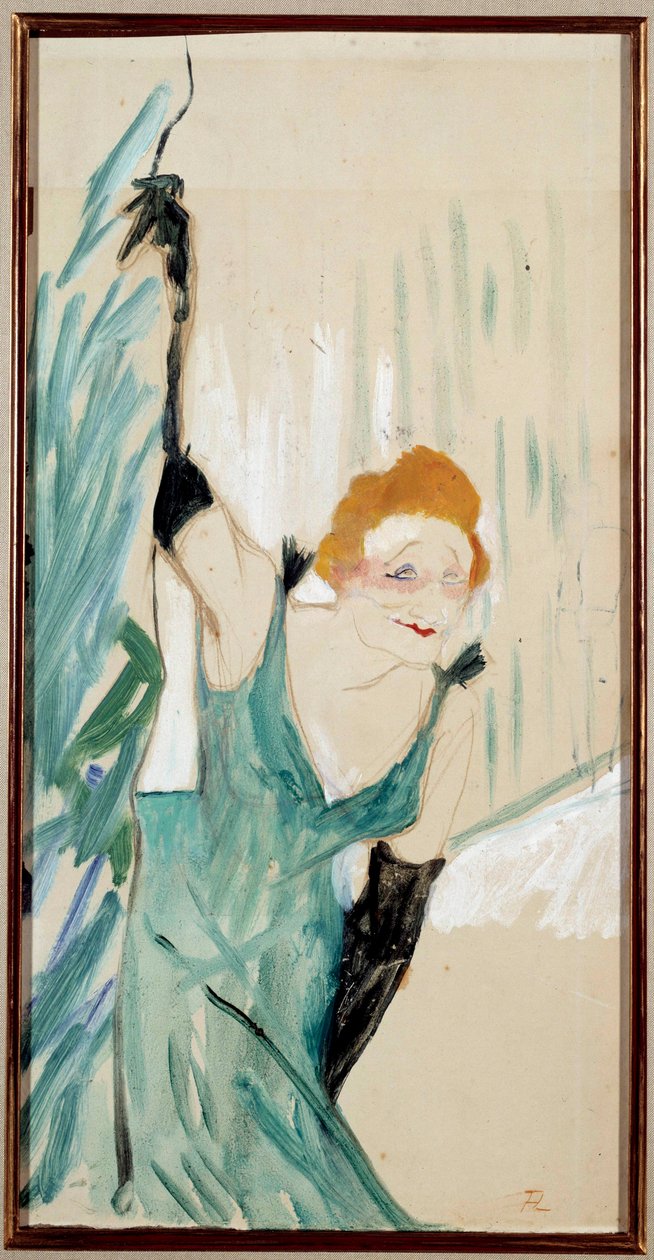 Portrett av den franske sangerinnen Yvette Guilbert (1867-1944) som hilser den offentlige litografi av Henri de Toulouse Lautrec (1864-1901) 1894. Dim. 0,48x0,28 m. Musee Henri de Toulouse-Lautrec, Albi av Henri de Toulouse Lautrec