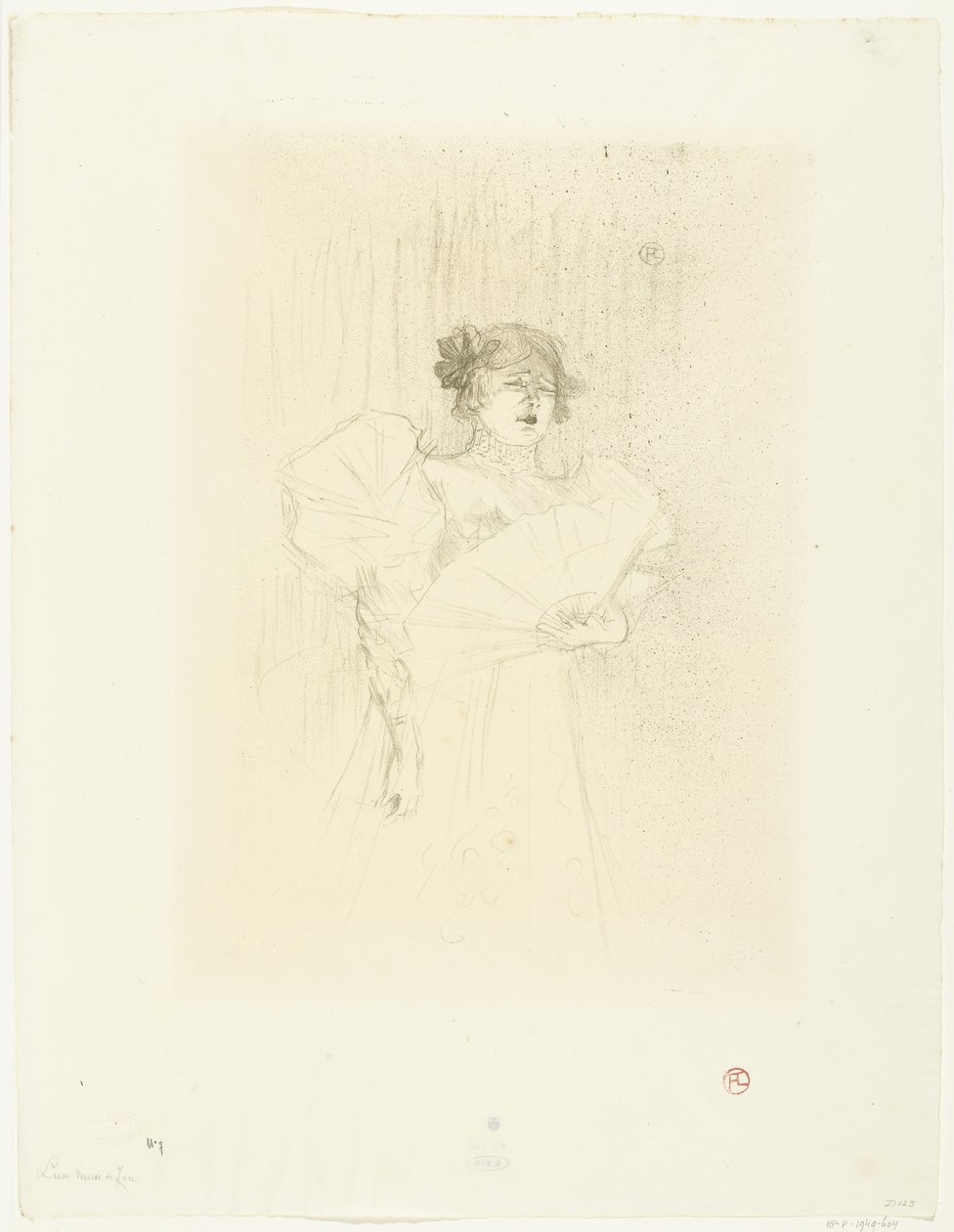 Portrett av skuespillerinnen Luce Myrès med vifte Luce Myres de ansikt av Henri de Toulouse Lautrec