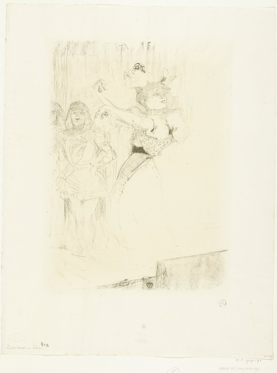 Portrett av skuespillerinnen Marcelle Lender som danser boléroen i operaen Chilpéric Lender dansant le pas de bolero av Henri de Toulouse Lautrec