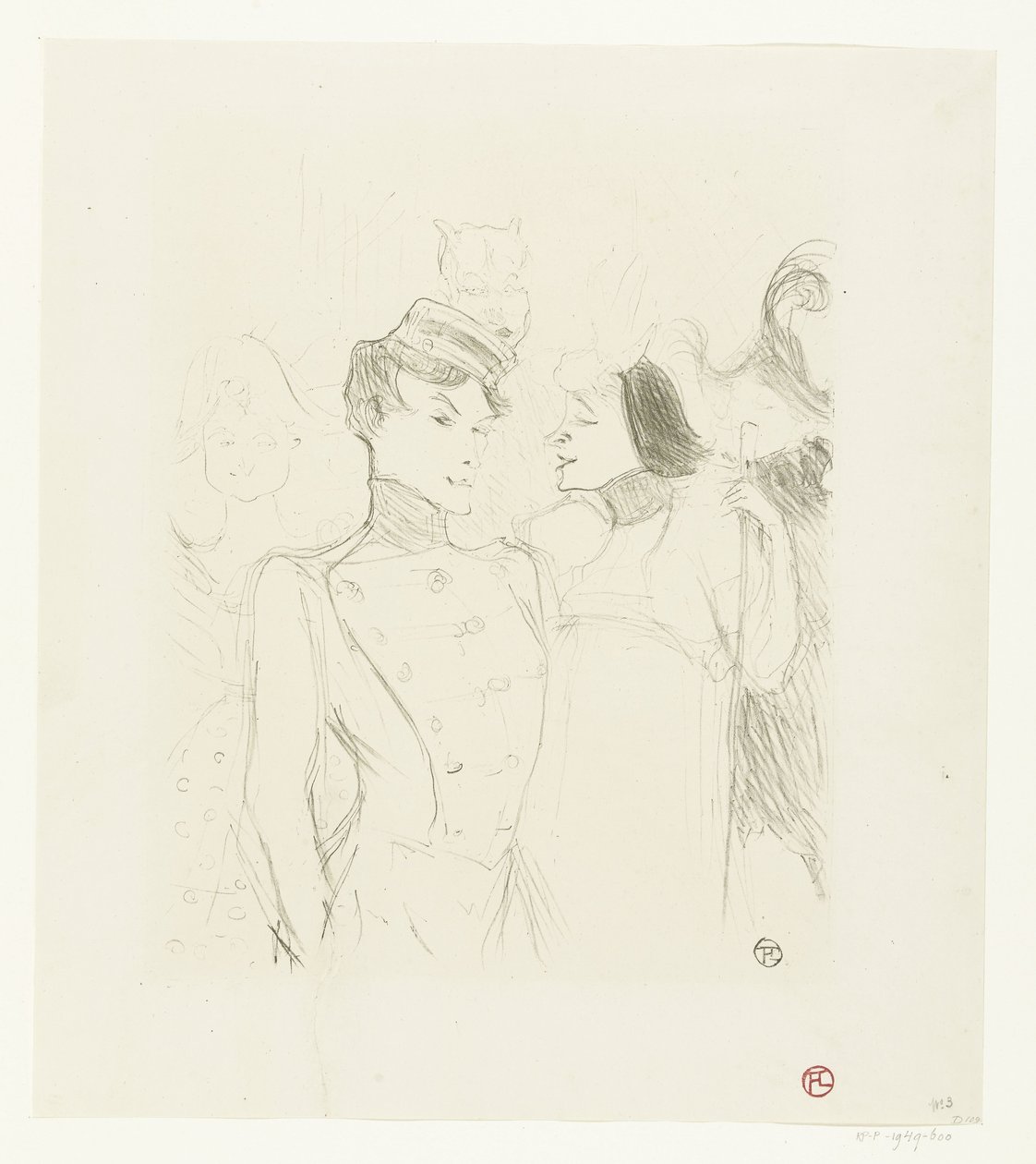 Portrett av skuespillerinnene Marcelle Lender og Eve Lavallière i en revy i Théâtre des Variétés Lender og Lavalliere av Henri de Toulouse Lautrec