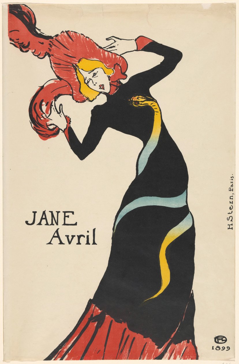 Portrett av danseren Jane Avril (Jeanne Beaudon) Jane Avril (tittel på objekt) av Henri de Toulouse Lautrec
