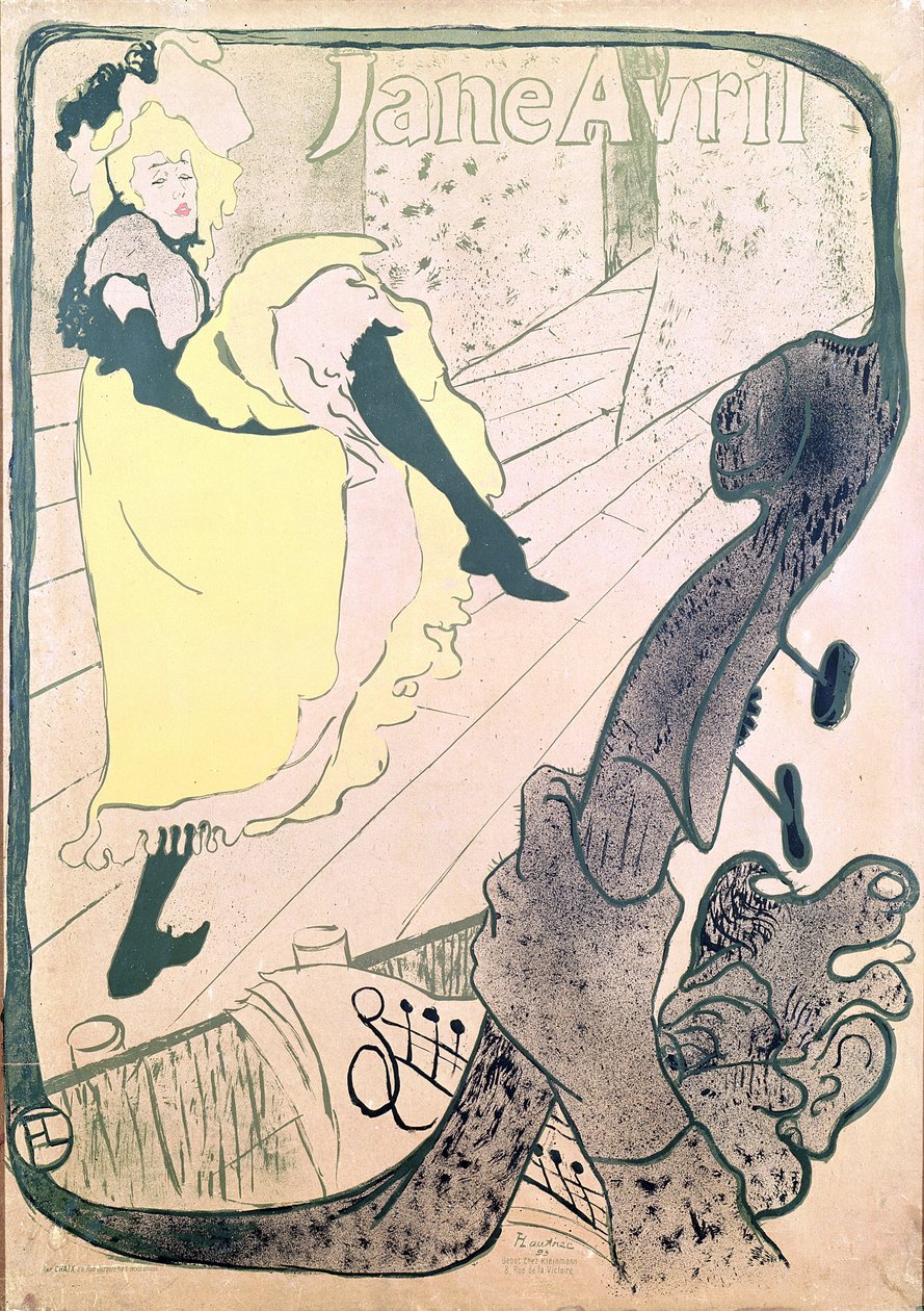 Plakatreklame for Jane Avril (1868-1943) på Jardin de Paris, 1893 (litho-farge) av Henri de Toulouse Lautrec