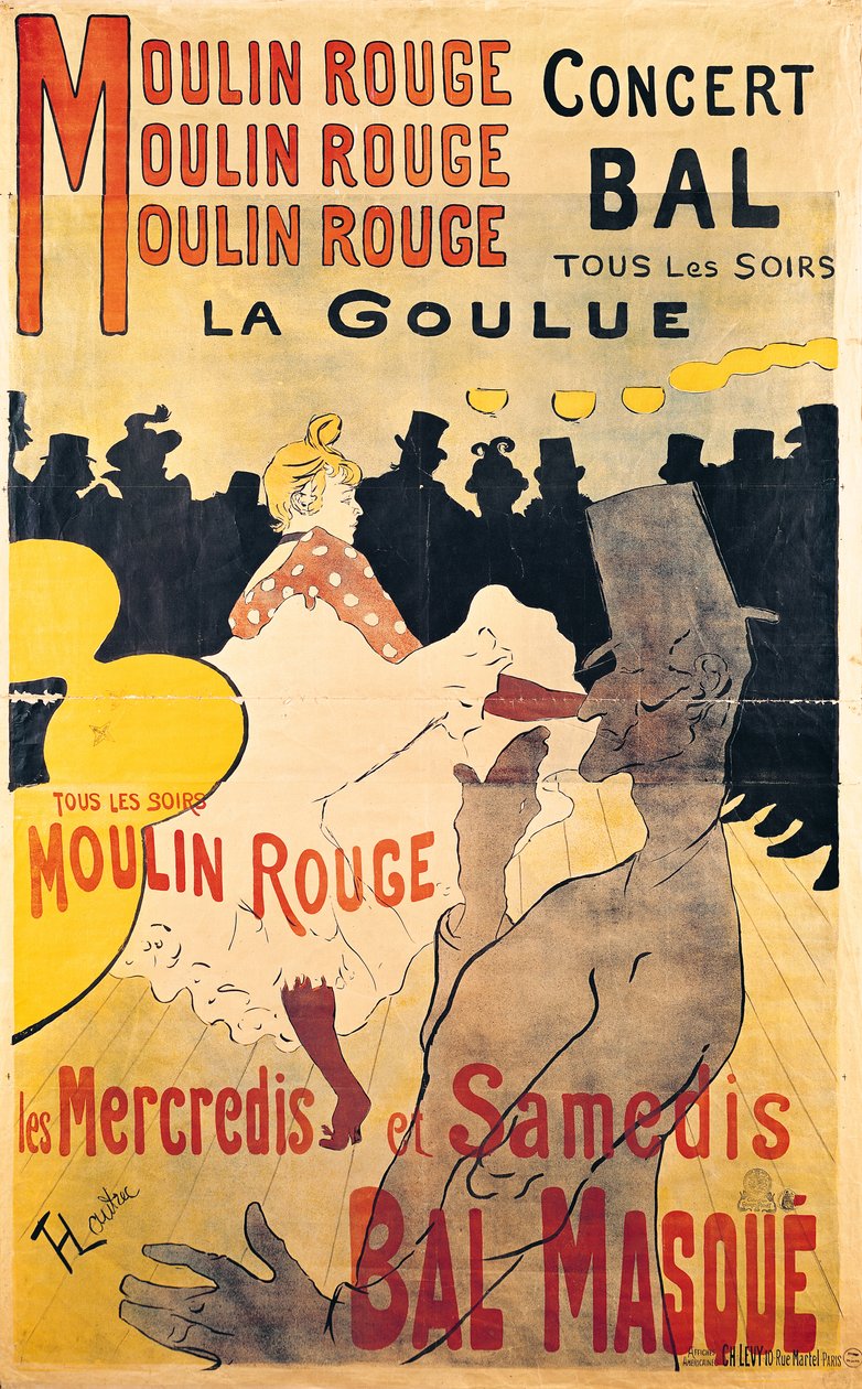 Plakatreklame for «La Goulue» i Moulin Rouge av Henri de Toulouse Lautrec