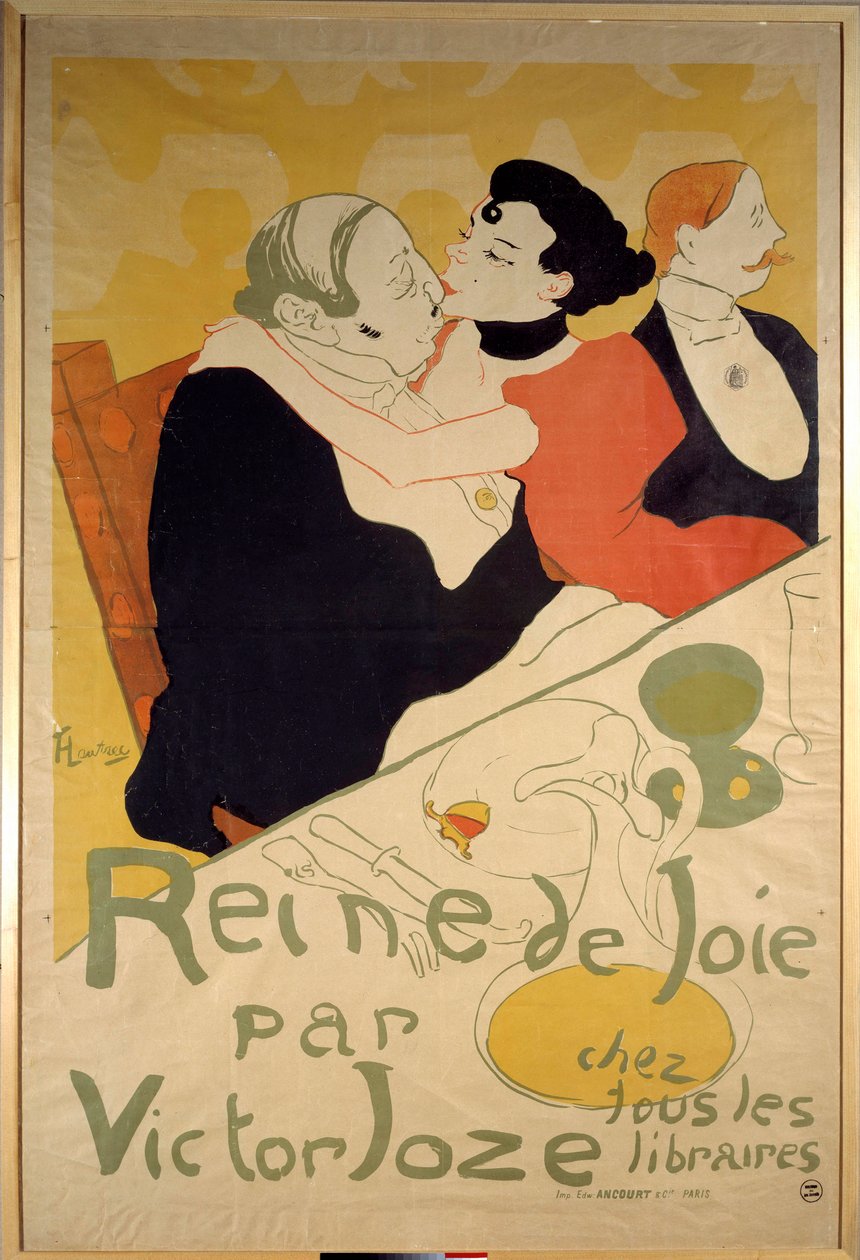 Plakat av Henri de Toulouse Lautrec (1864-1901) for "Queen of Joy" av Victor Joze som representerer en ung prostituert på knærne til en klient. Privatsamling fra 1800-tallet av Henri de Toulouse Lautrec