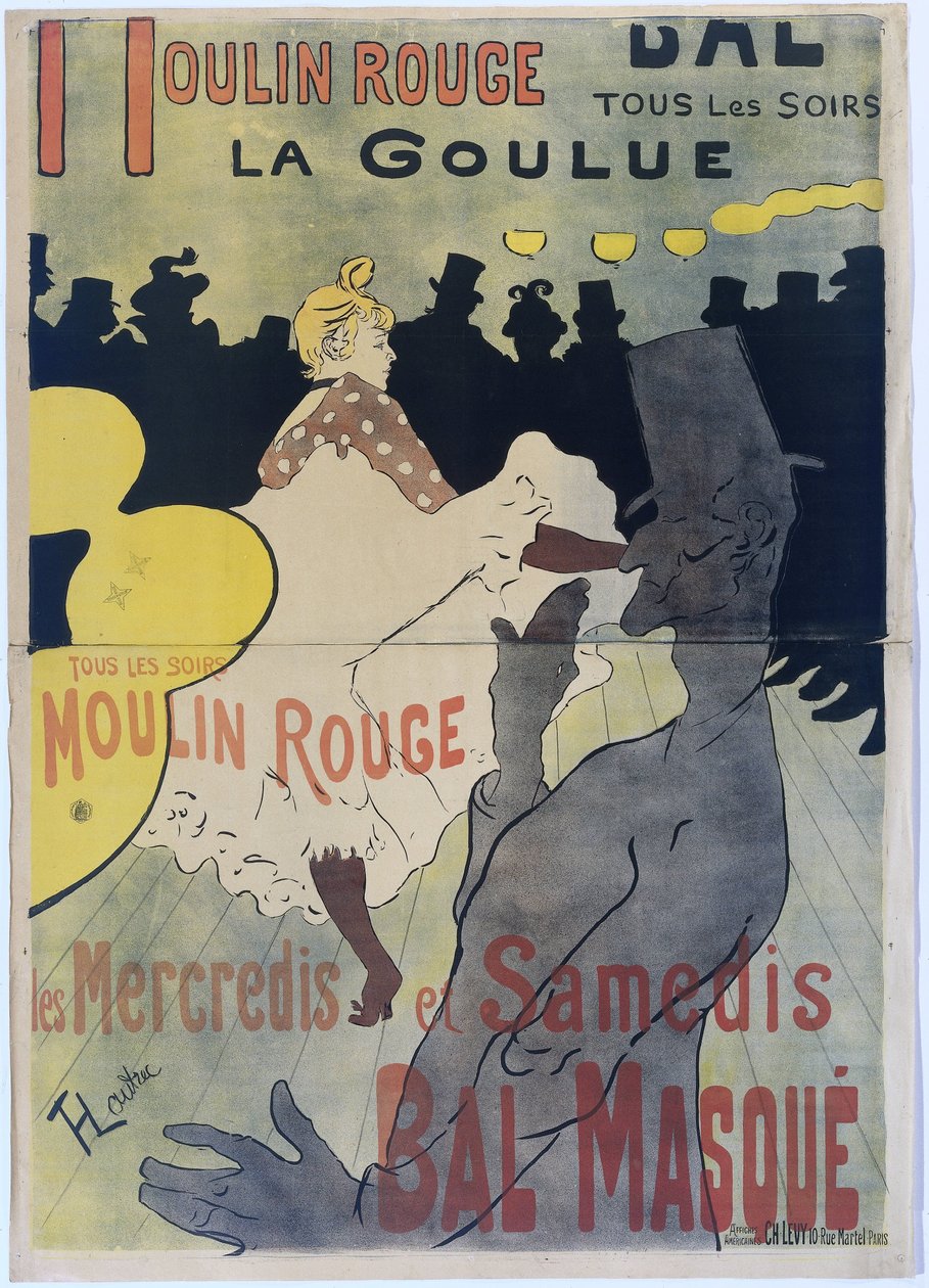 Plakat for "The Moulin Rouge" Plakat for Moulin Rouge Rød Mølle. La Goulue (tittel på objekt) av Henri de Toulouse Lautrec