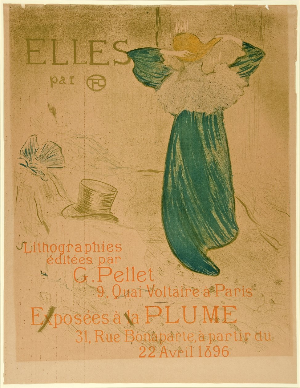 Plakat av Frontispice for "Elles", pub. 1896 (farge litho) av Henri de Toulouse Lautrec