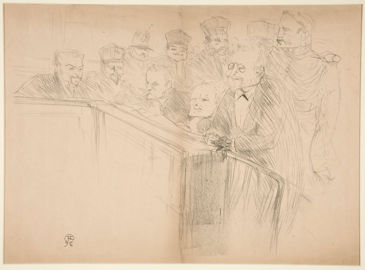 Proc?s Arton, premi?re planche (The Arton Trial, første plate) av Henri de Toulouse Lautrec