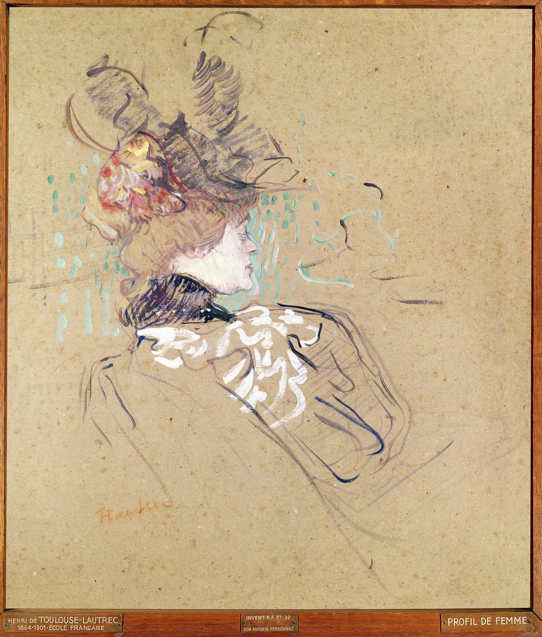 Profil av en kvinne, 1896 (olje på kort) av Henri de Toulouse Lautrec